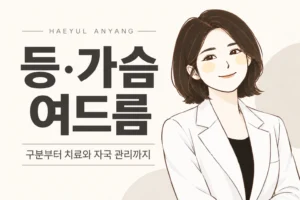 박경원 한의사 캐릭터와 등·가슴여드름 칼럼 제목