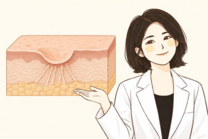 패인 여드름흉터의 구조와 치료 방향을 설명한 일러스트