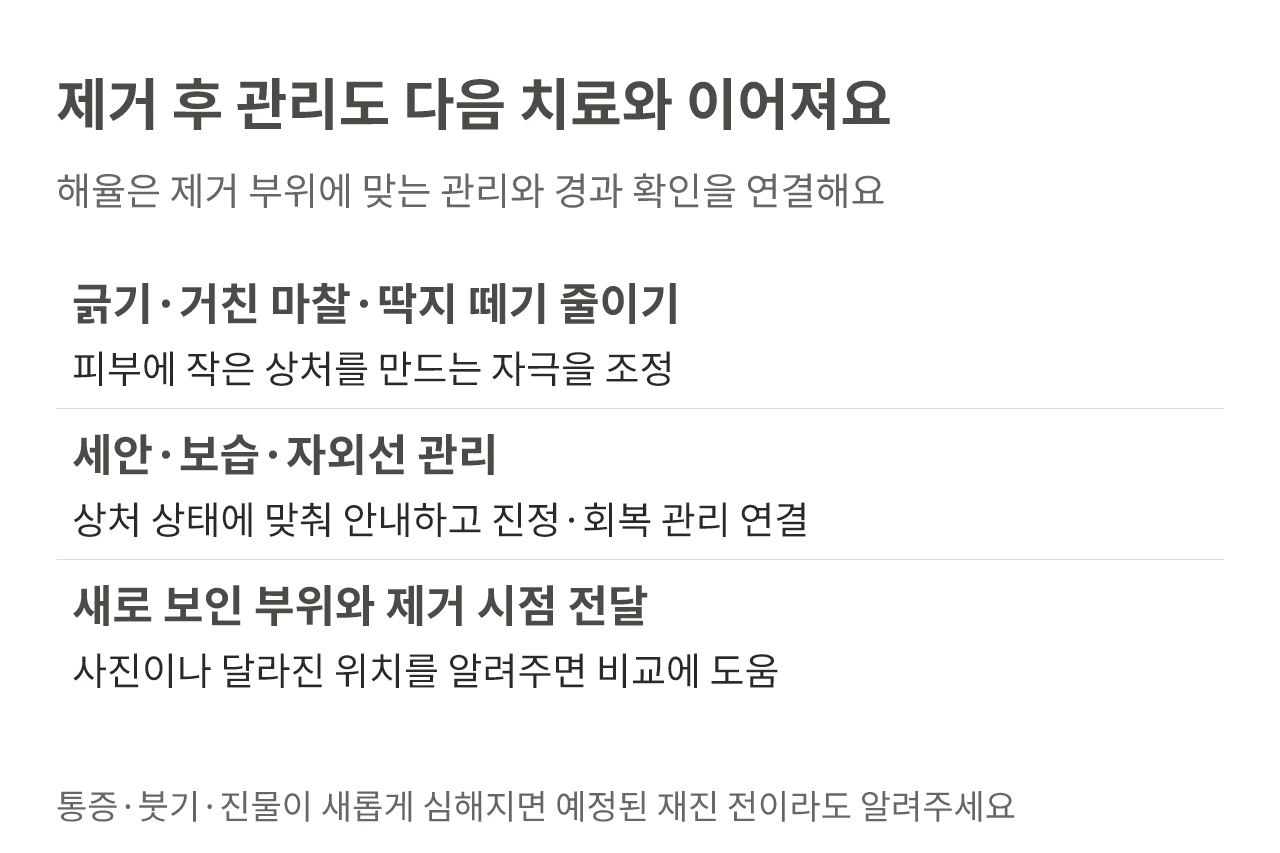 마찰을 줄이고 상처에 맞는 세안·보습·자외선 관리와 재진을 연결하는 방법