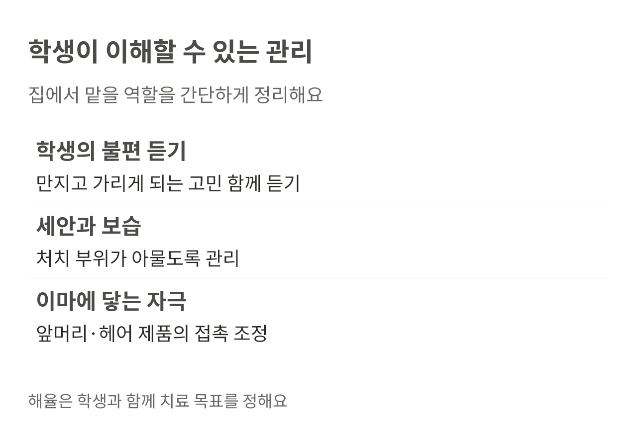 학생이 이해할 수 있는 관리. 집에서 맡을 역할을 간단하게 정리해요